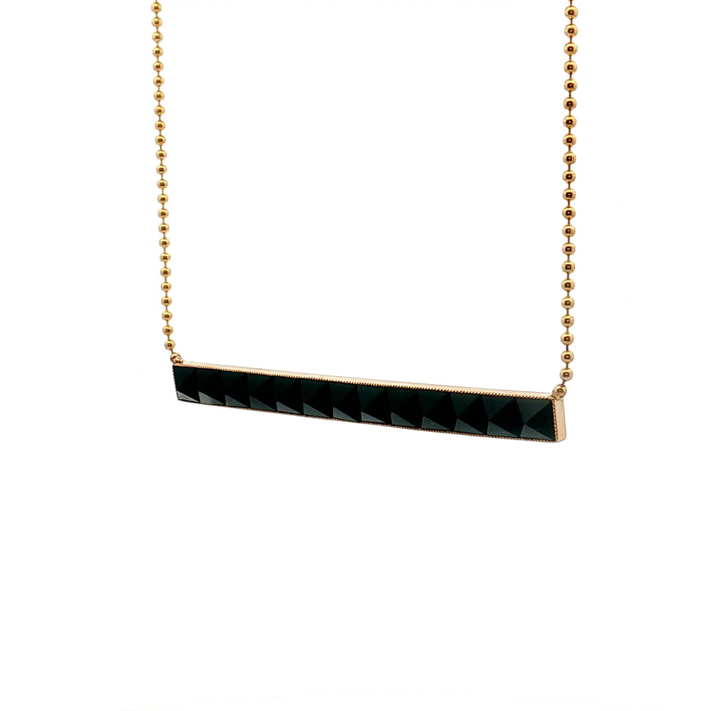 Victorian Black Onyx Mourning Pendant Necklace 14k