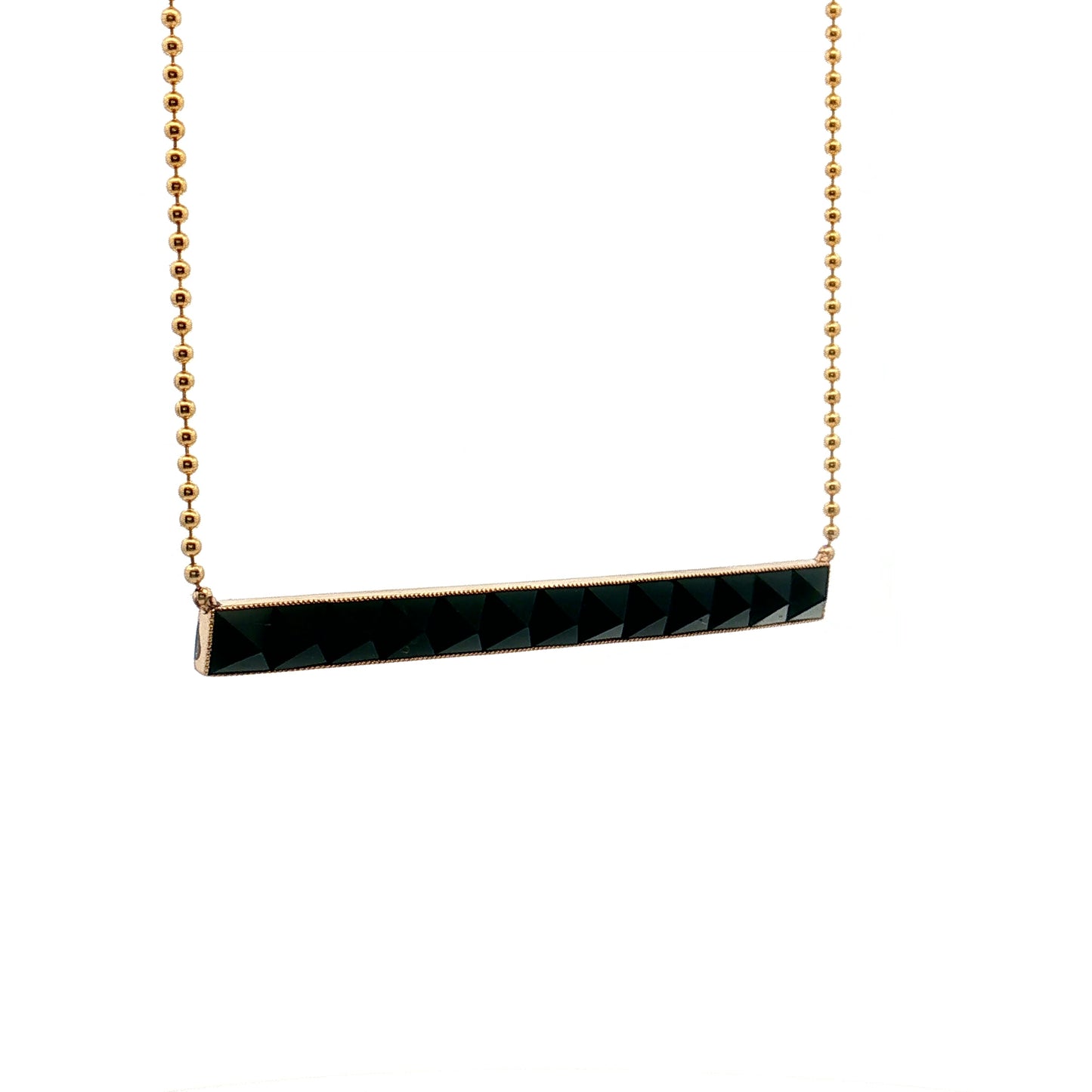Victorian Black Onyx Mourning Pendant Necklace 14k