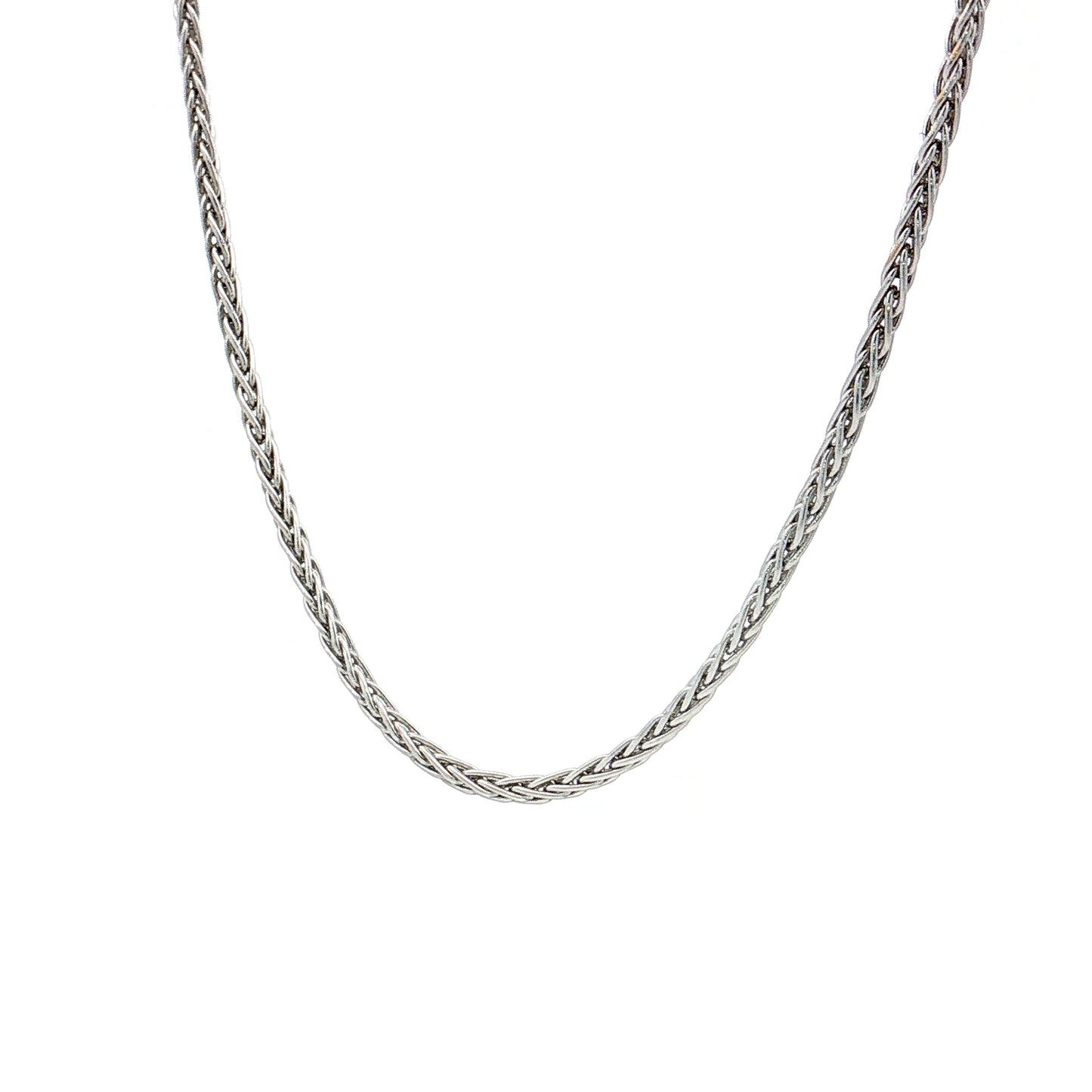 26" Wheat Chain Necklace 14k White Gold