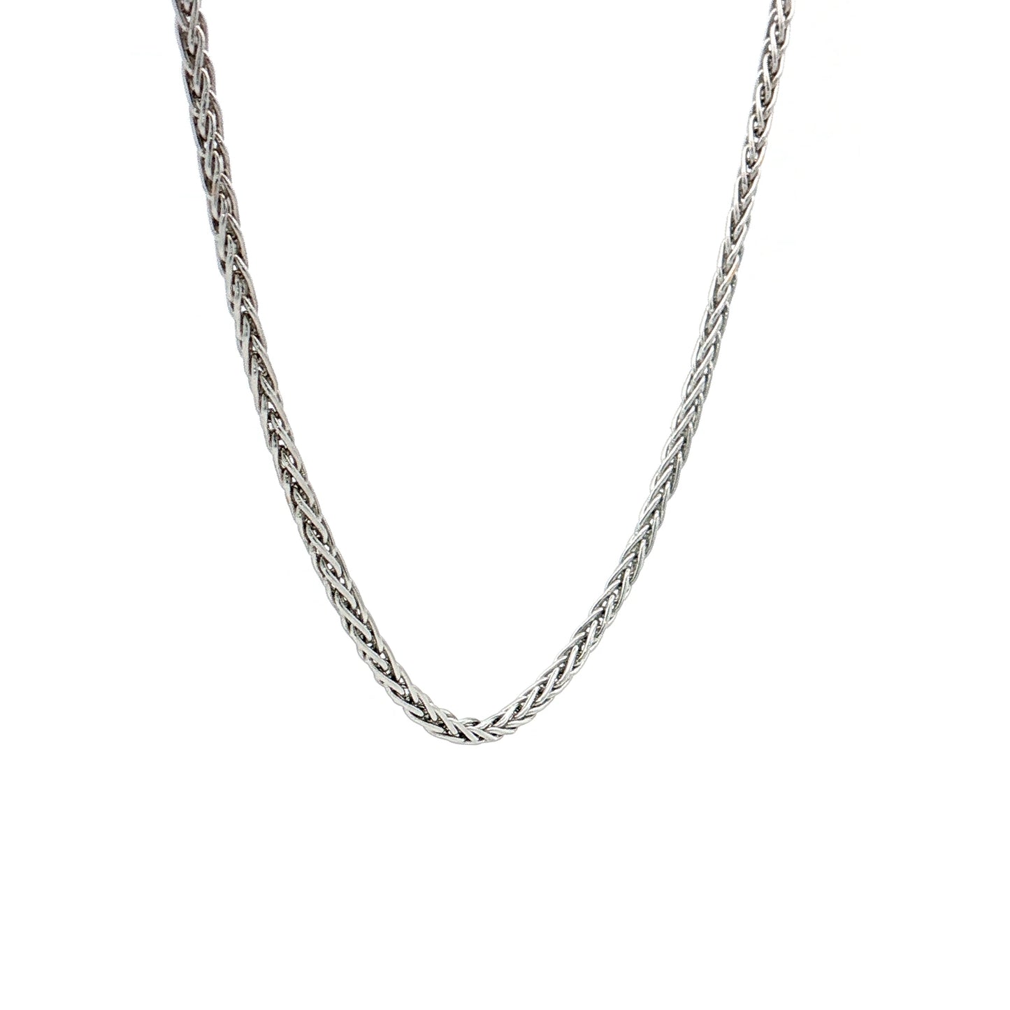 26" Wheat Chain Necklace 14k White Gold