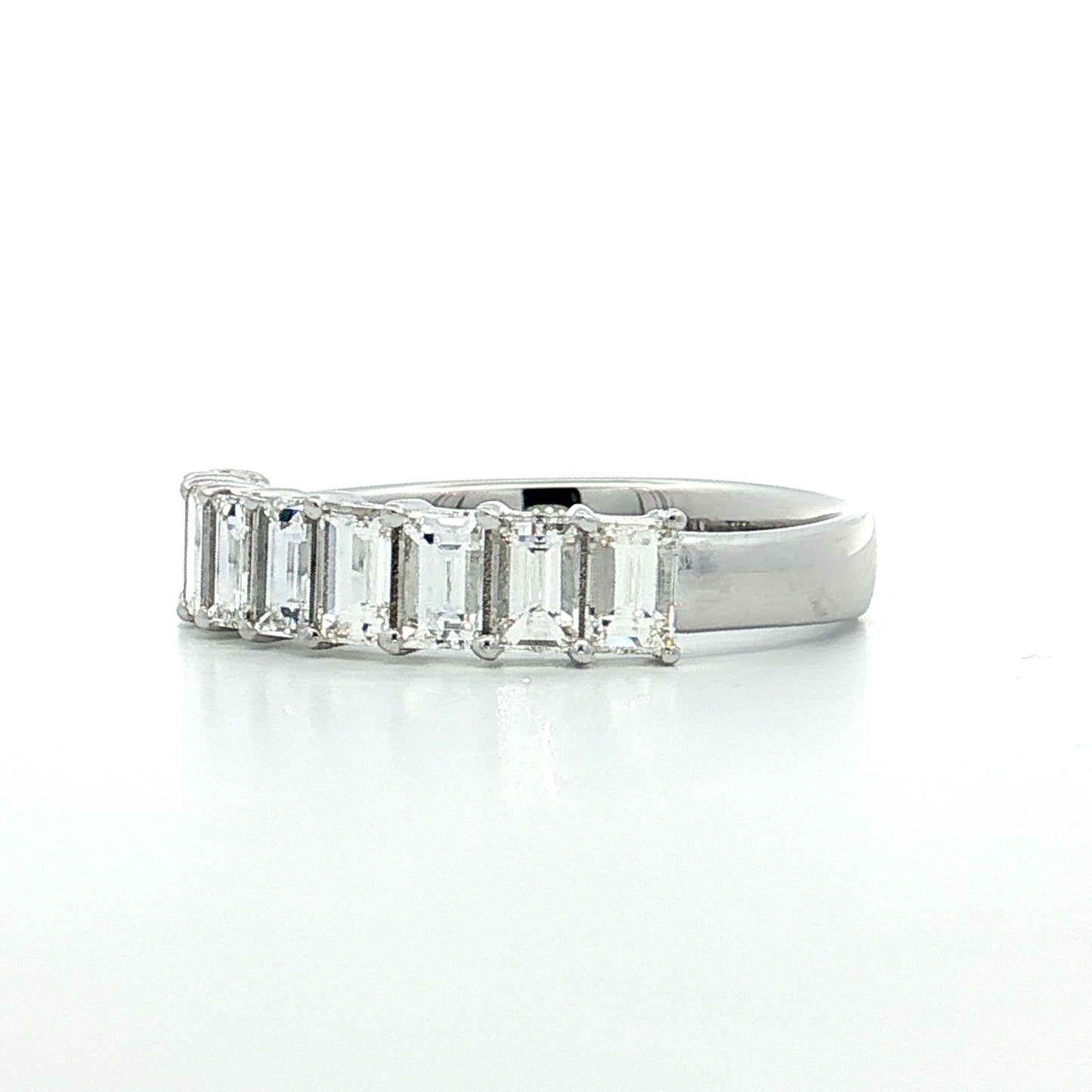 1.50 Emerald Cut Diamond Stacking Band 14k White Gold