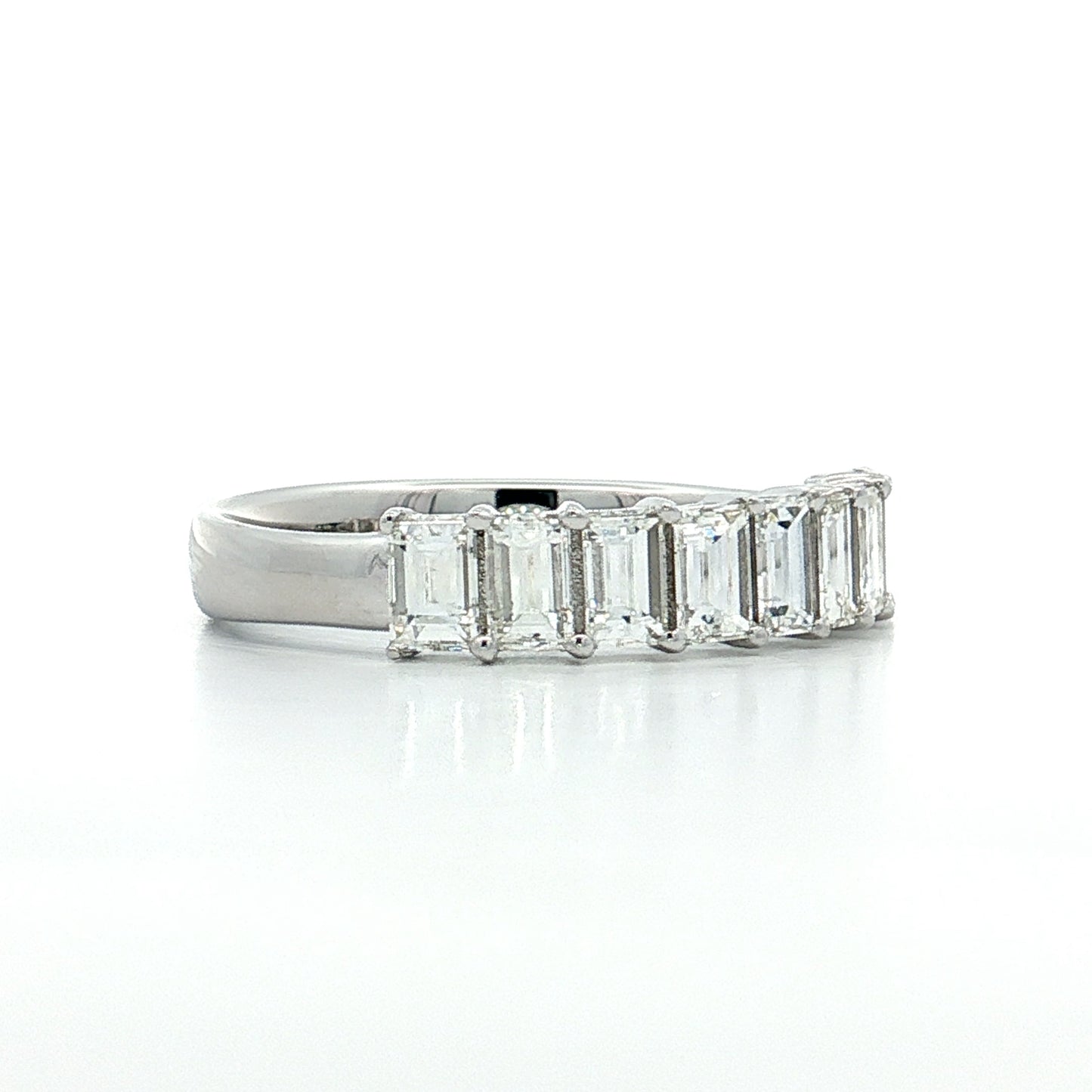 1.50 Emerald Cut Diamond Stacking Band 14k White Gold