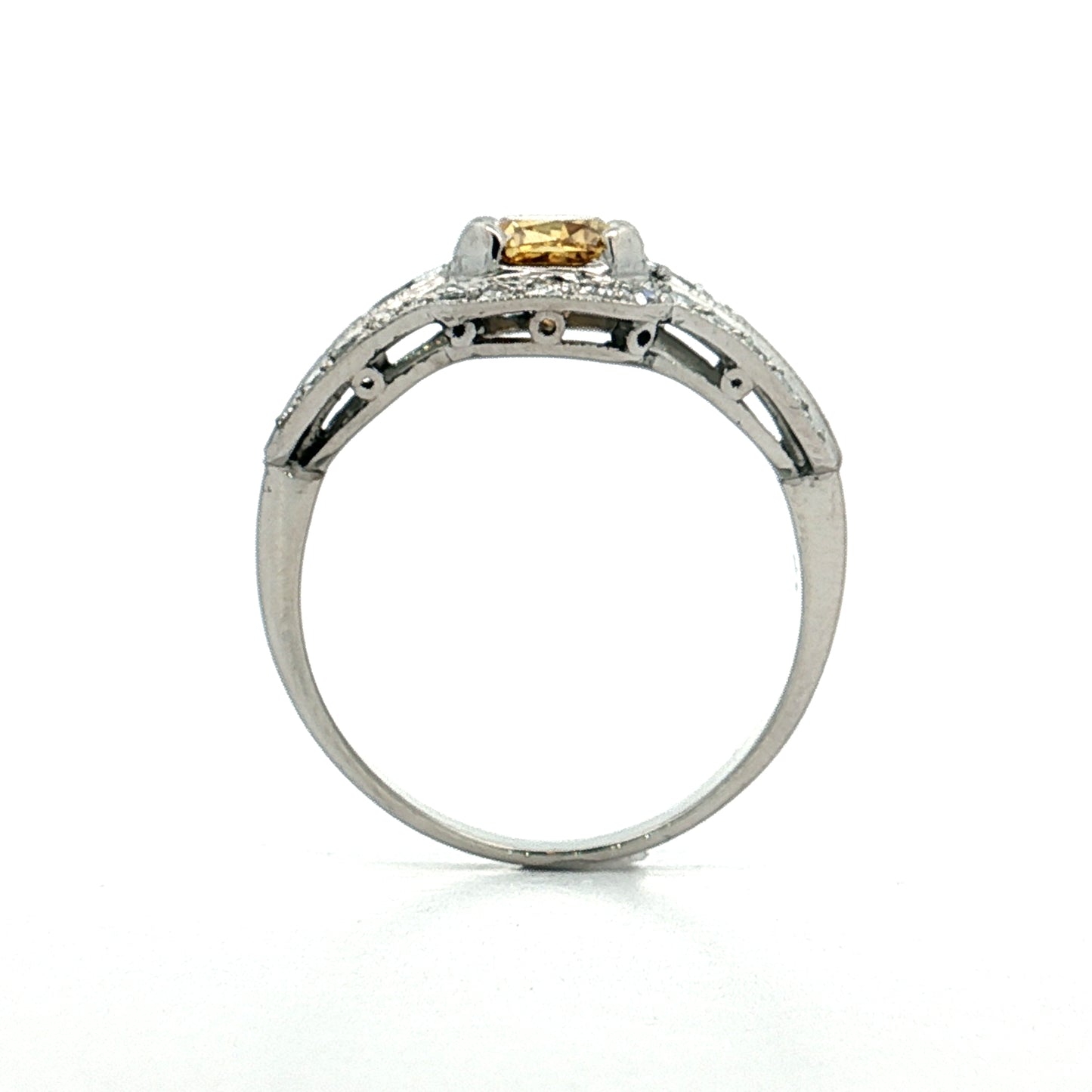 .76 Fancy Yellow Diamond Engagement Ring Platinum
