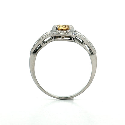 .76 Fancy Yellow Diamond Engagement Ring Platinum