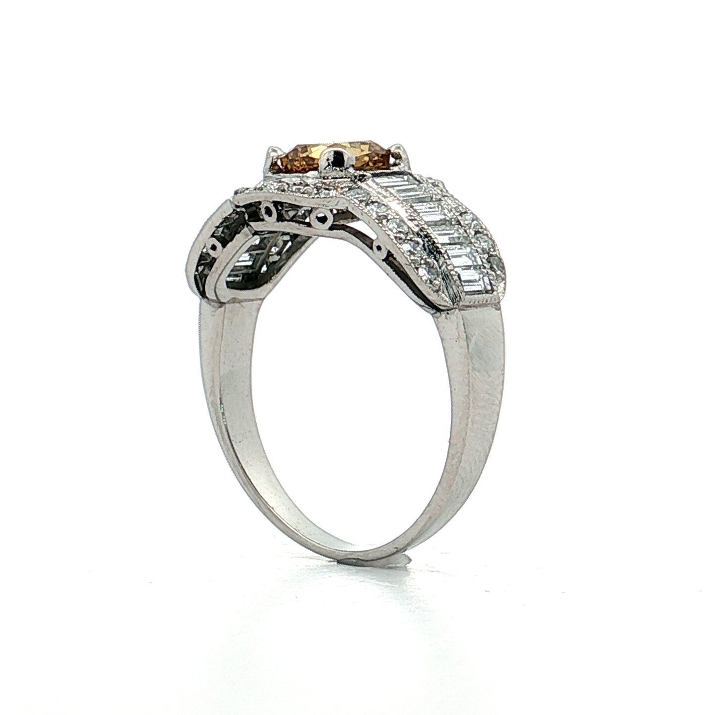 .76 Fancy Yellow Diamond Engagement Ring Platinum