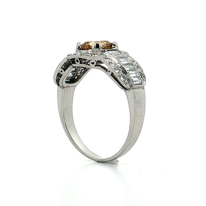 .76 Fancy Yellow Diamond Engagement Ring Platinum