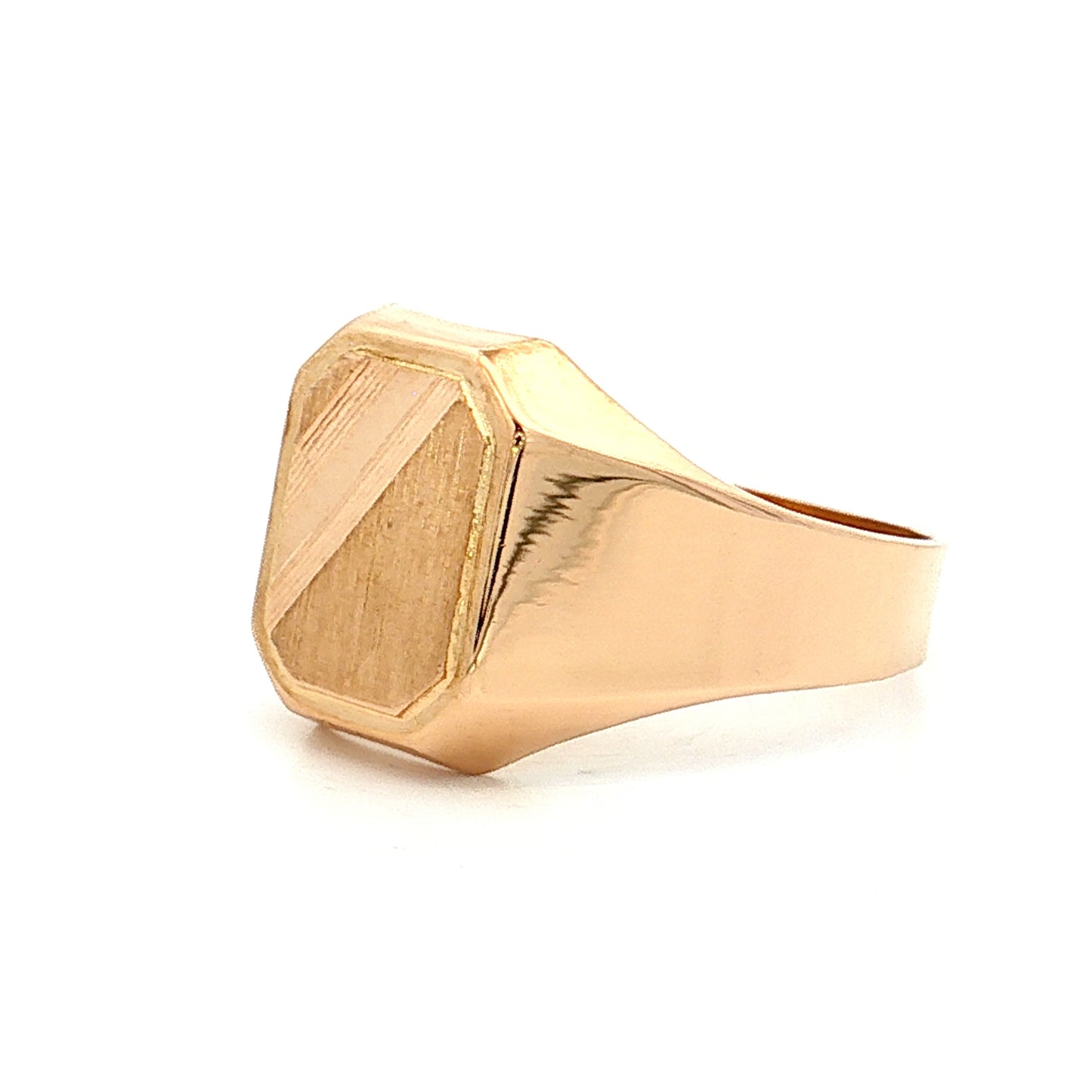 Rectangular Brushed Signet Ring 18k Yellow Gold