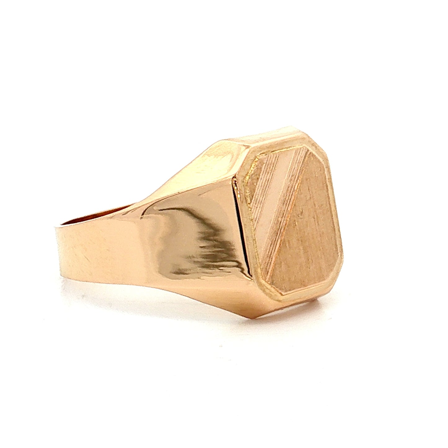 Rectangular Brushed Signet Ring 18k Yellow Gold
