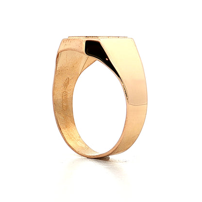 Rectangular Brushed Signet Ring 18k Yellow Gold