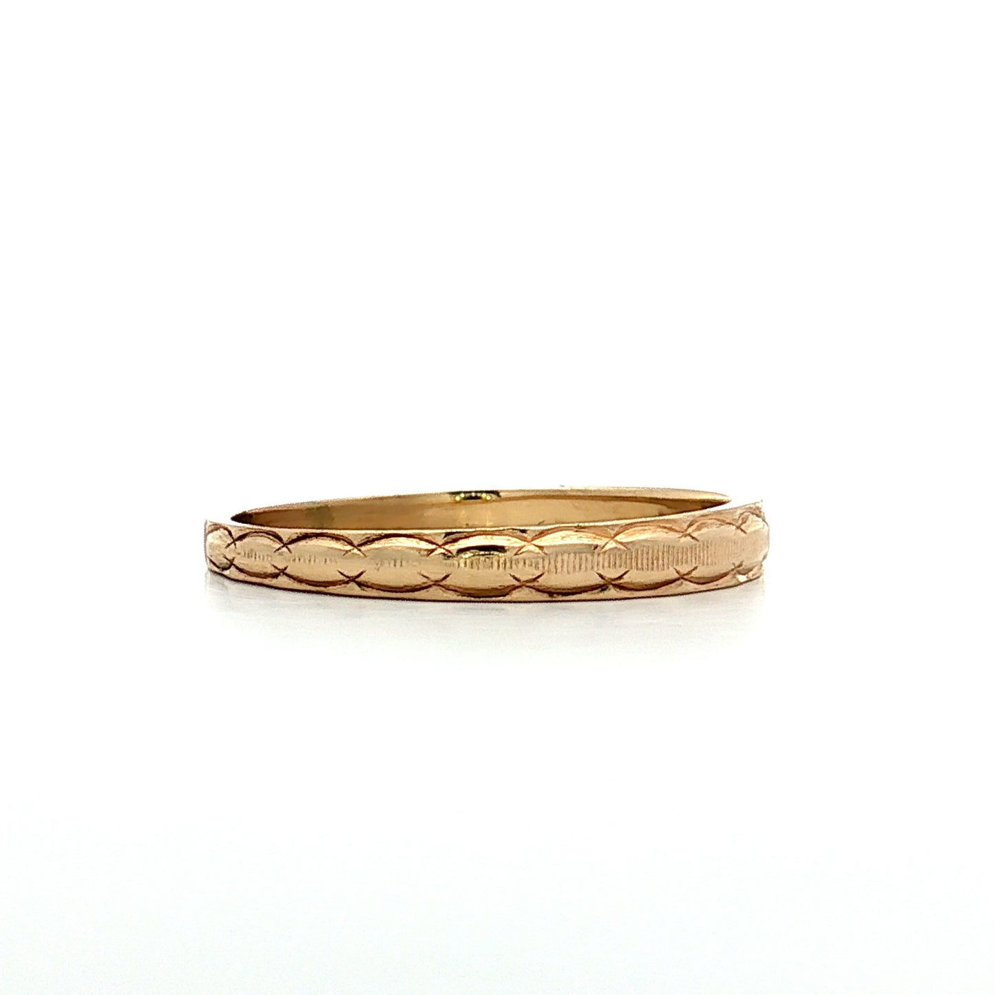Vintage Retro Coin Edge Wedding Band 14k Yellow Gold