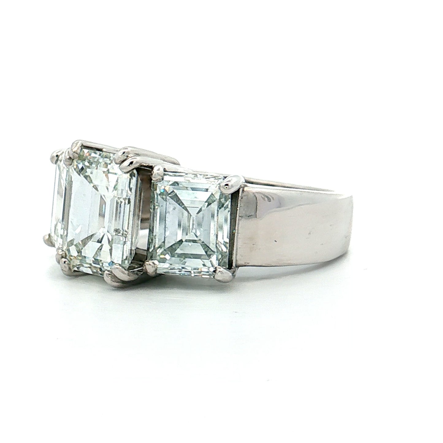 2.71 Emerald Diamond Three Stone Engagement Ring 14k