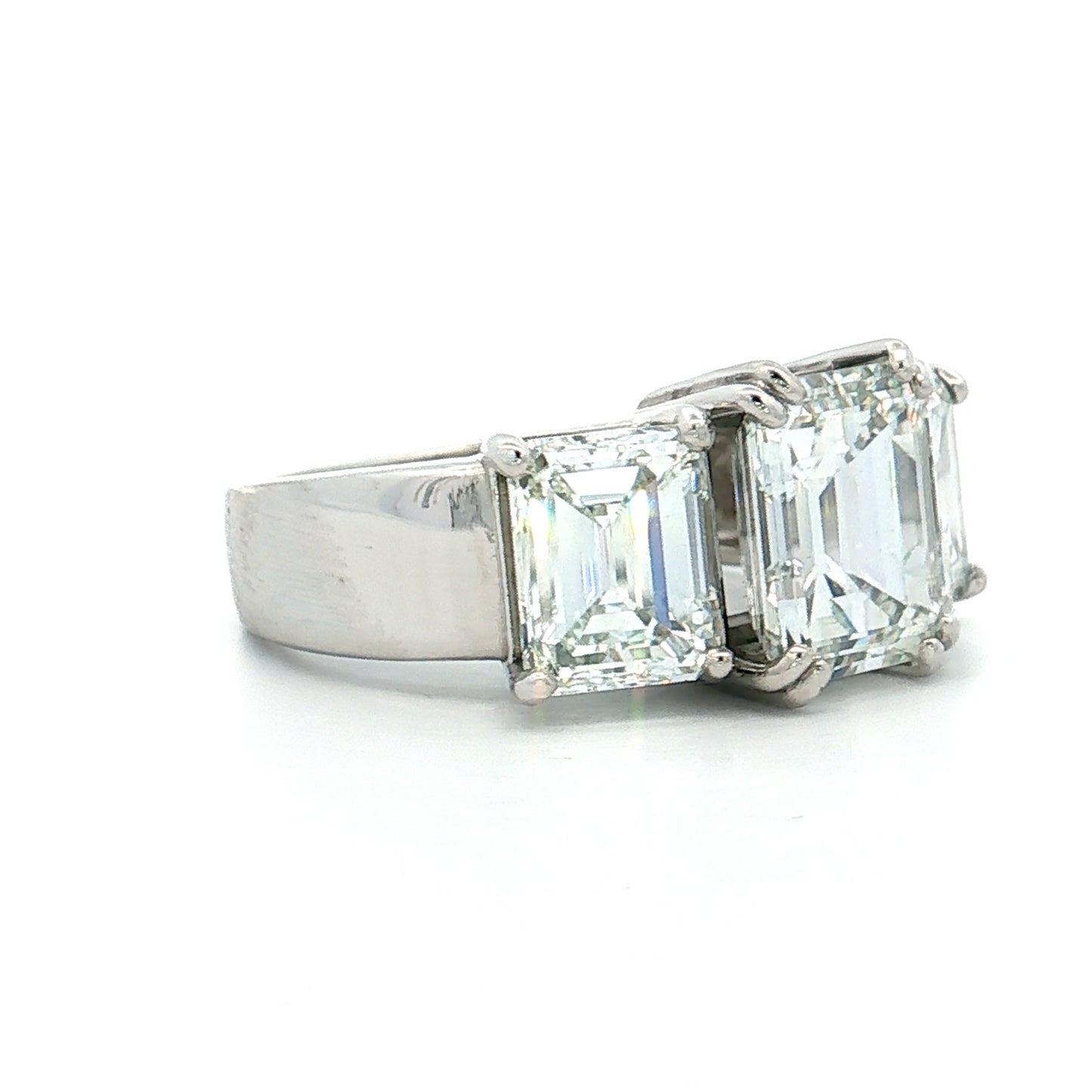 2.71 Emerald Diamond Three Stone Engagement Ring 14k