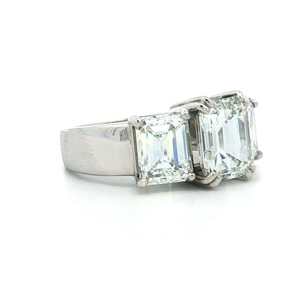 2.71 Emerald Diamond Three Stone Engagement Ring 14k