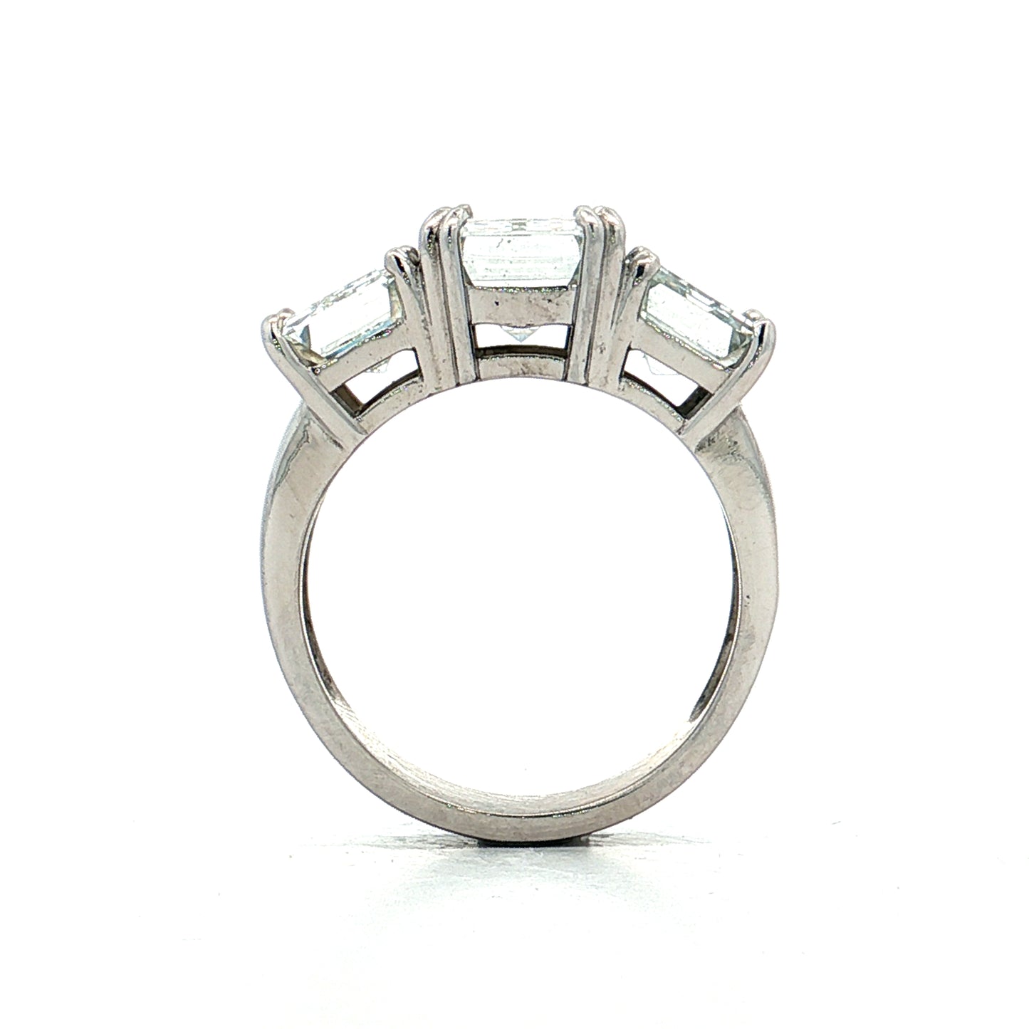2.71 Emerald Diamond Three Stone Engagement Ring 14k