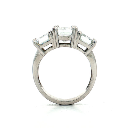 2.71 Emerald Diamond Three Stone Engagement Ring 14k