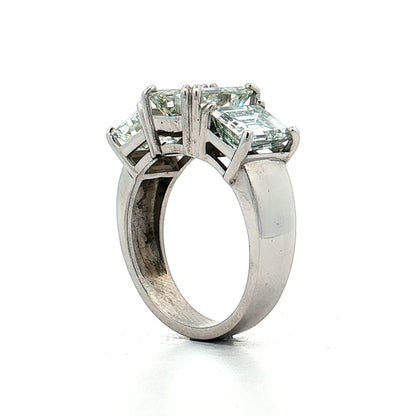 2.71 Emerald Diamond Three Stone Engagement Ring 14k