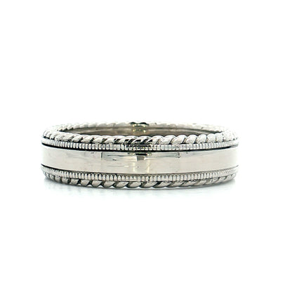 Men's Double Milgrain Wedding Band in Platinum