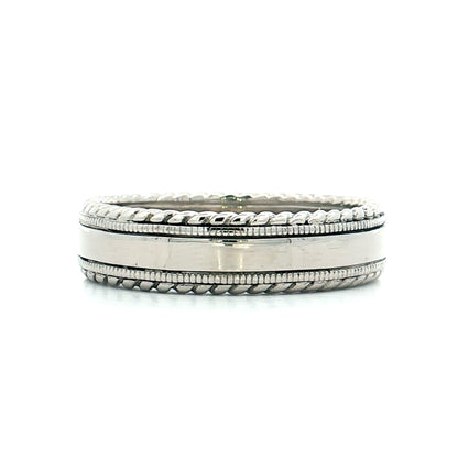 Men's Double Milgrain Wedding Band in Platinum