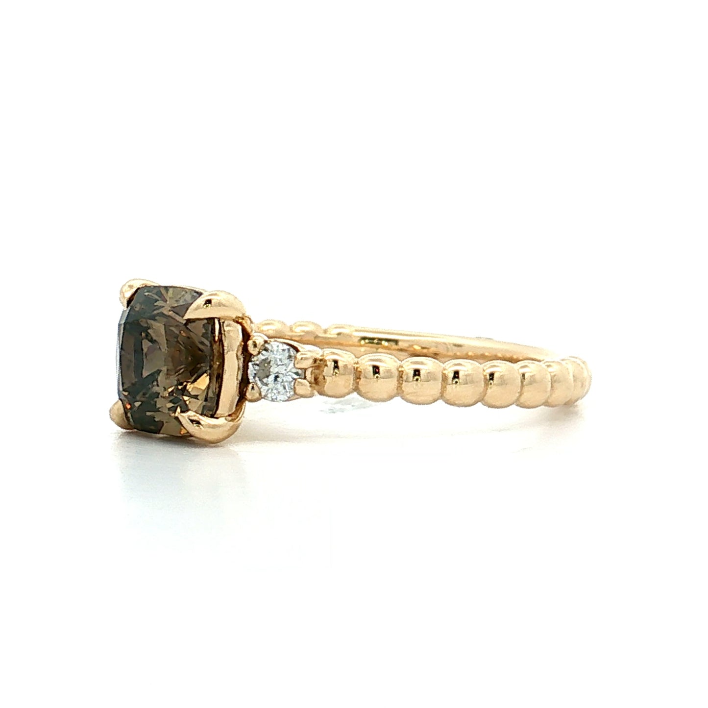 1.30 Brown Diamond Three Stone Engagement Ring 14k