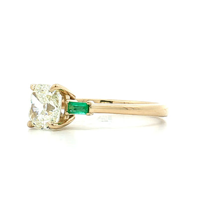 1.25 Old Mine Cushion Diamond Engagement Ring 14k