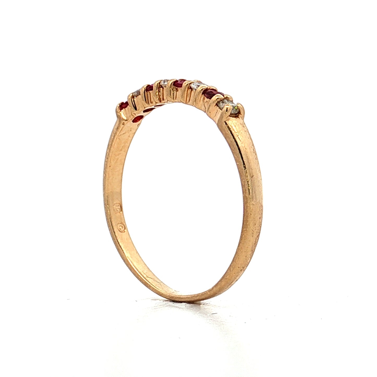 Ruby & Diamond Stacking Band 14k Yellow Gold