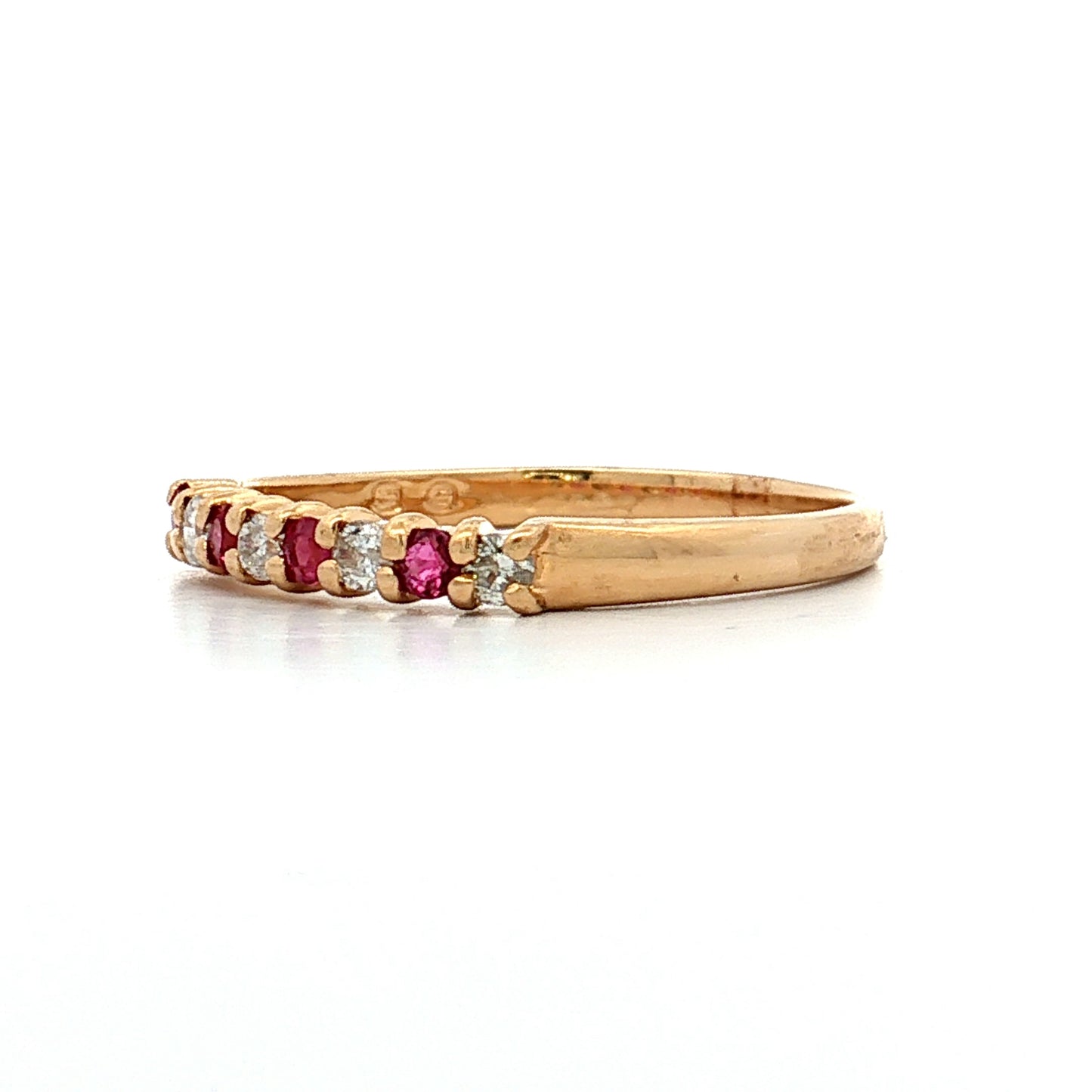 Ruby & Diamond Stacking Band 14k Yellow Gold