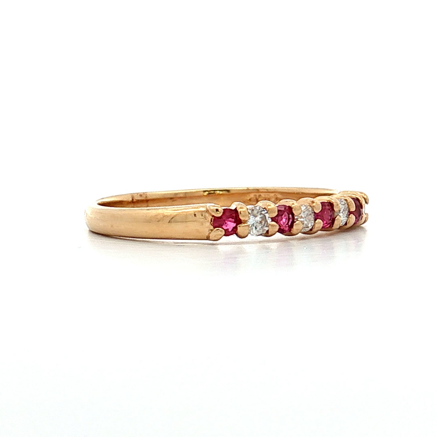 Ruby & Diamond Stacking Band 14k Yellow Gold