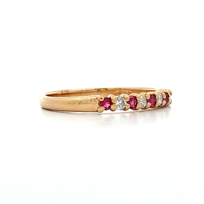 Ruby & Diamond Stacking Band 14k Yellow Gold