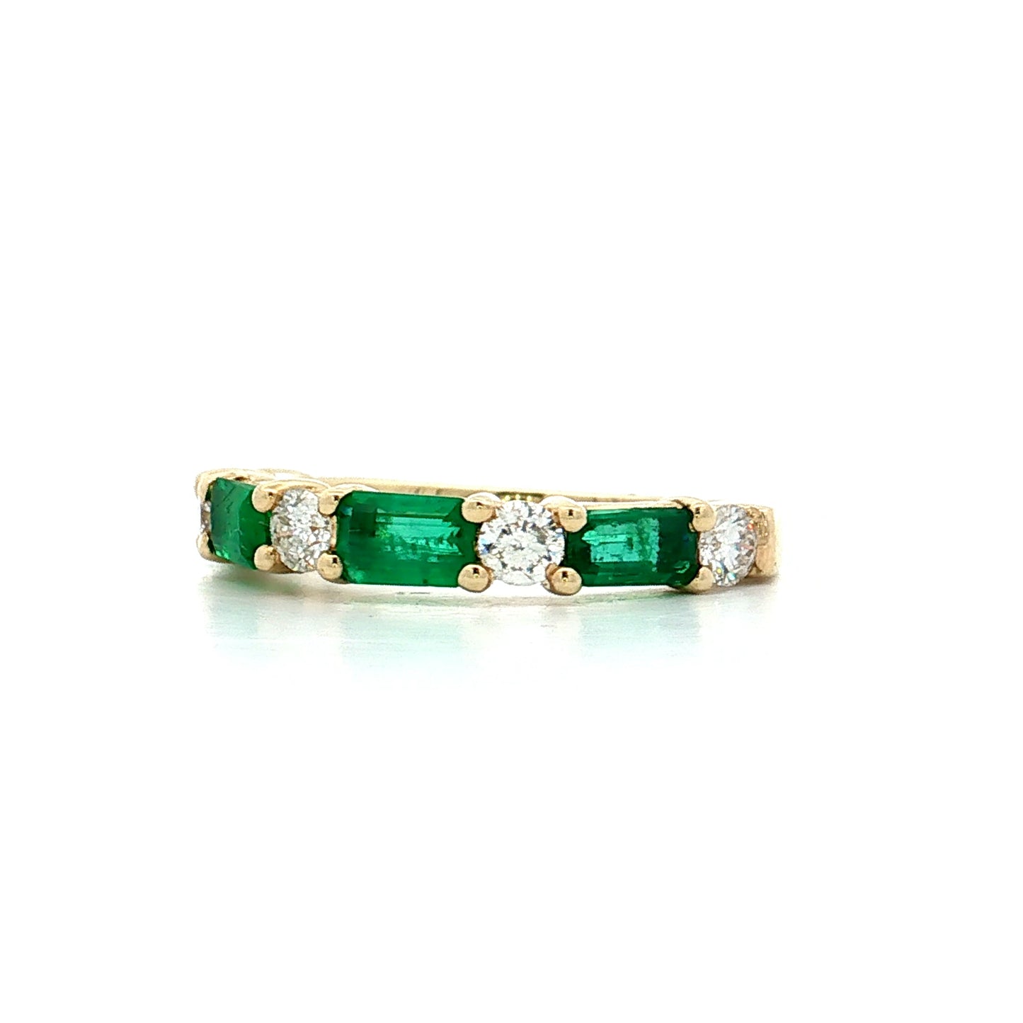 1.10 Emerald & Diamond Stacking Band 14k Yellow Gold