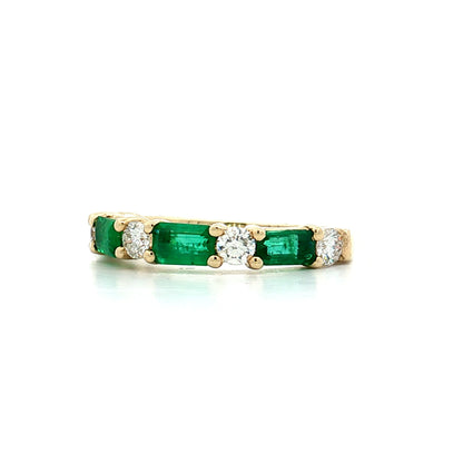 1.10 Emerald & Diamond Stacking Band 14k Yellow Gold