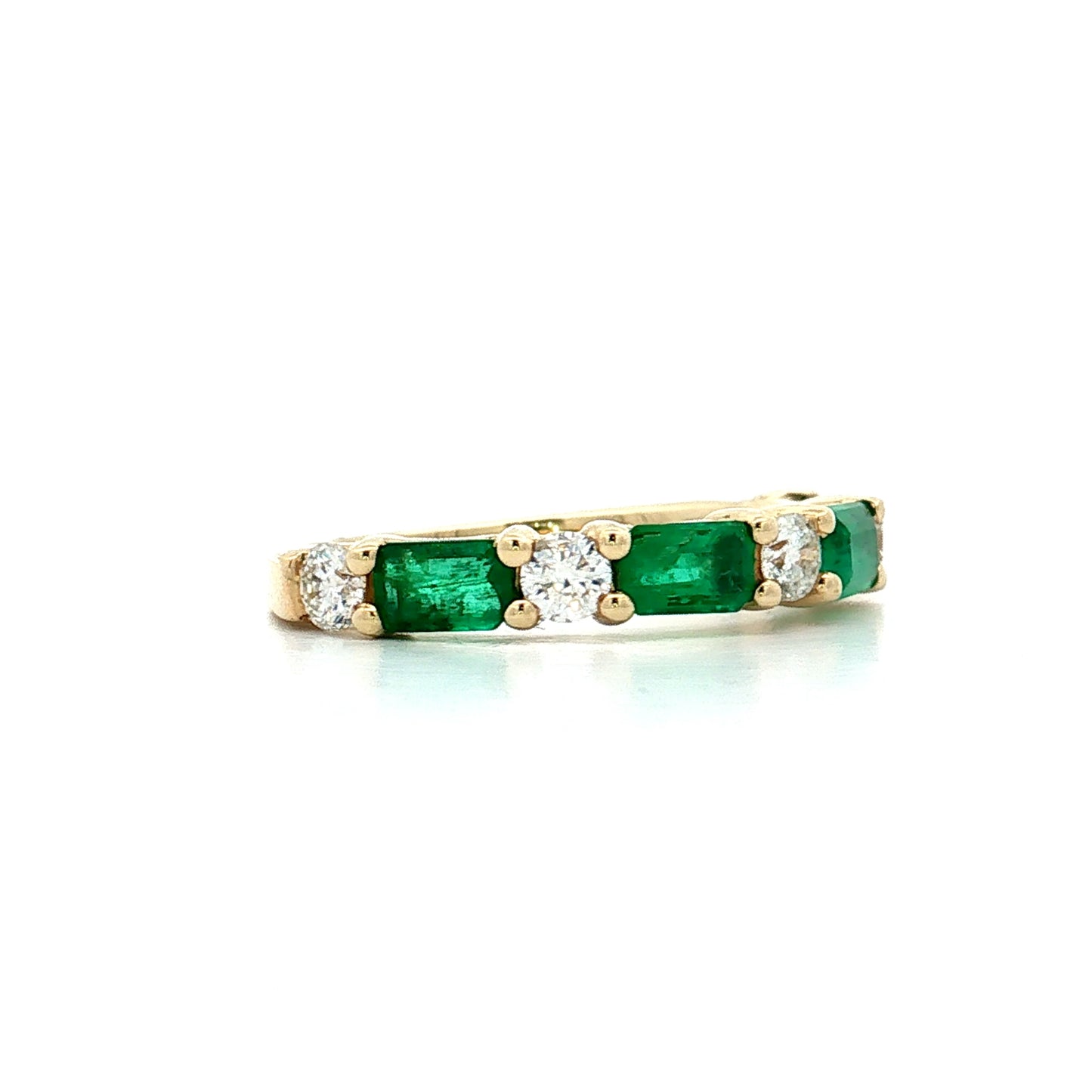 1.10 Emerald & Diamond Stacking Band 14k Yellow Gold
