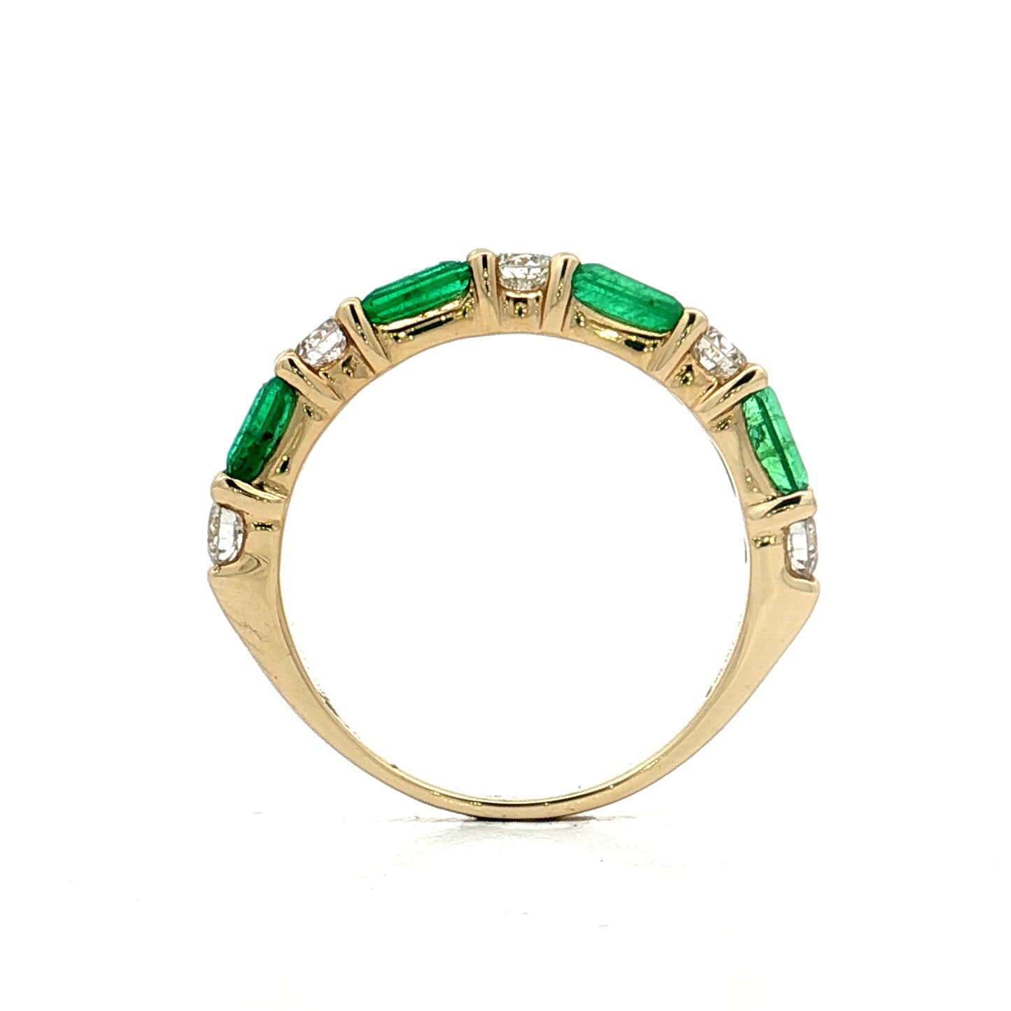 1.10 Emerald & Diamond Stacking Band 14k Yellow Gold