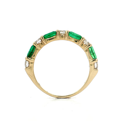 1.10 Emerald & Diamond Stacking Band 14k Yellow Gold