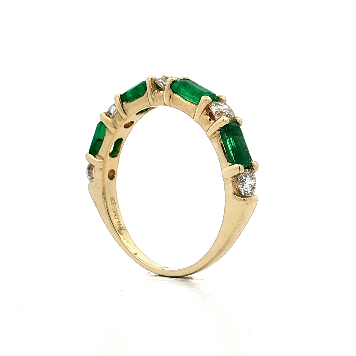 1.10 Emerald & Diamond Stacking Band 14k Yellow Gold