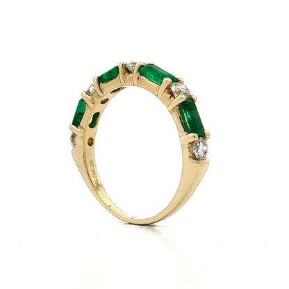 1.10 Emerald & Diamond Stacking Band 14k Yellow Gold