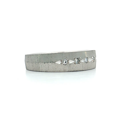 Vintage Mid-Century Diamond Men's Band 14k White Gold