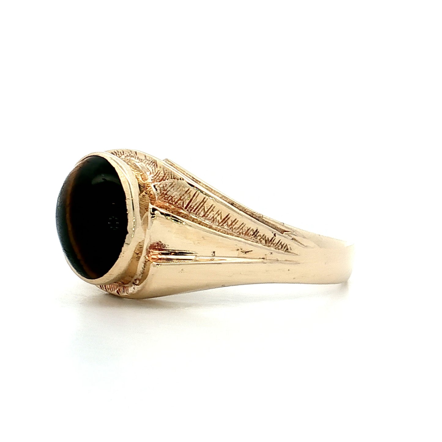 2.02 Vintage Mid-Century Tiger's Eye Cocktail Ring 10k