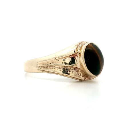 2.02 Vintage Mid-Century Tiger's Eye Cocktail Ring 10k
