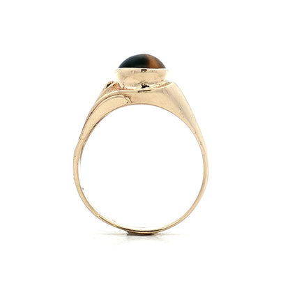 2.02 Vintage Mid-Century Tiger's Eye Cocktail Ring 10k