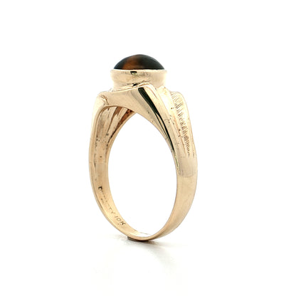 2.02 Vintage Mid-Century Tiger's Eye Cocktail Ring 10k
