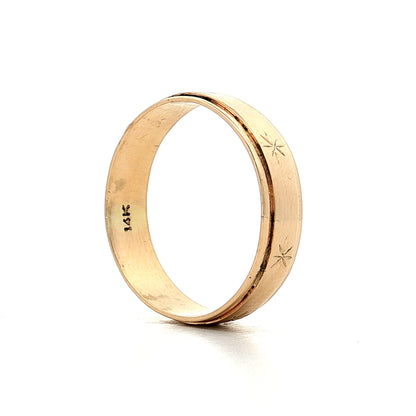 Vintage Mid-Century Engraved Men's Wedding Band 14k