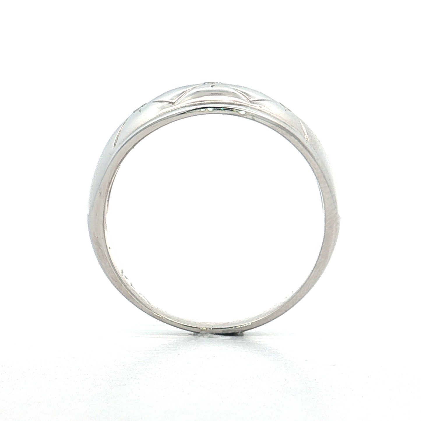 .09 Vintage Diamond Three Stone Ring 14k White Gold