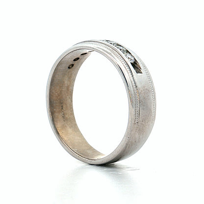 .48 Mens Diamond Channel Set Band 14k White Gold