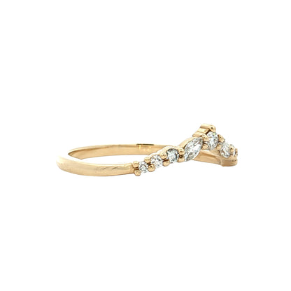 .42 Marquise & Round Diamond Contour Band 14k