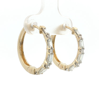 Diamond Baguette Hoop Earrings 14k Yellow Gold