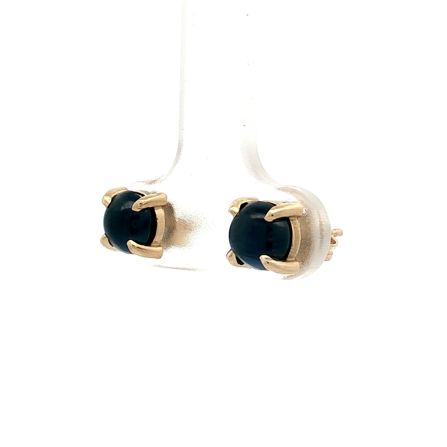 1.95 Blue Sapphire Cabochon Stud Earrings 14k