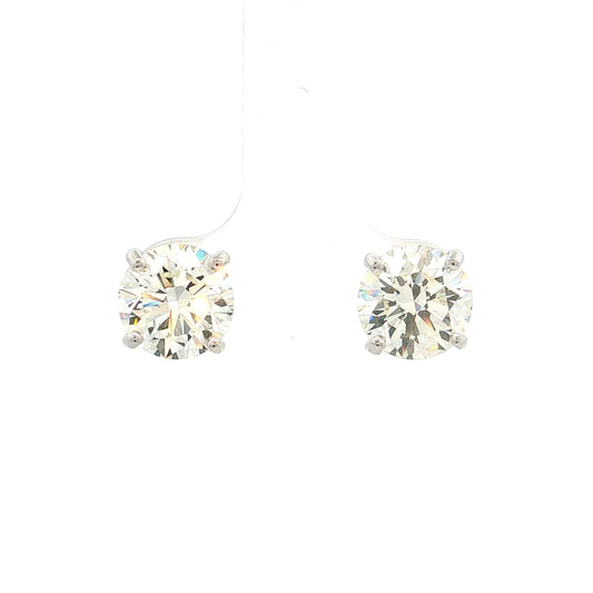 4.04ct Transitional Diamond Stud Earrings 18k White Gold