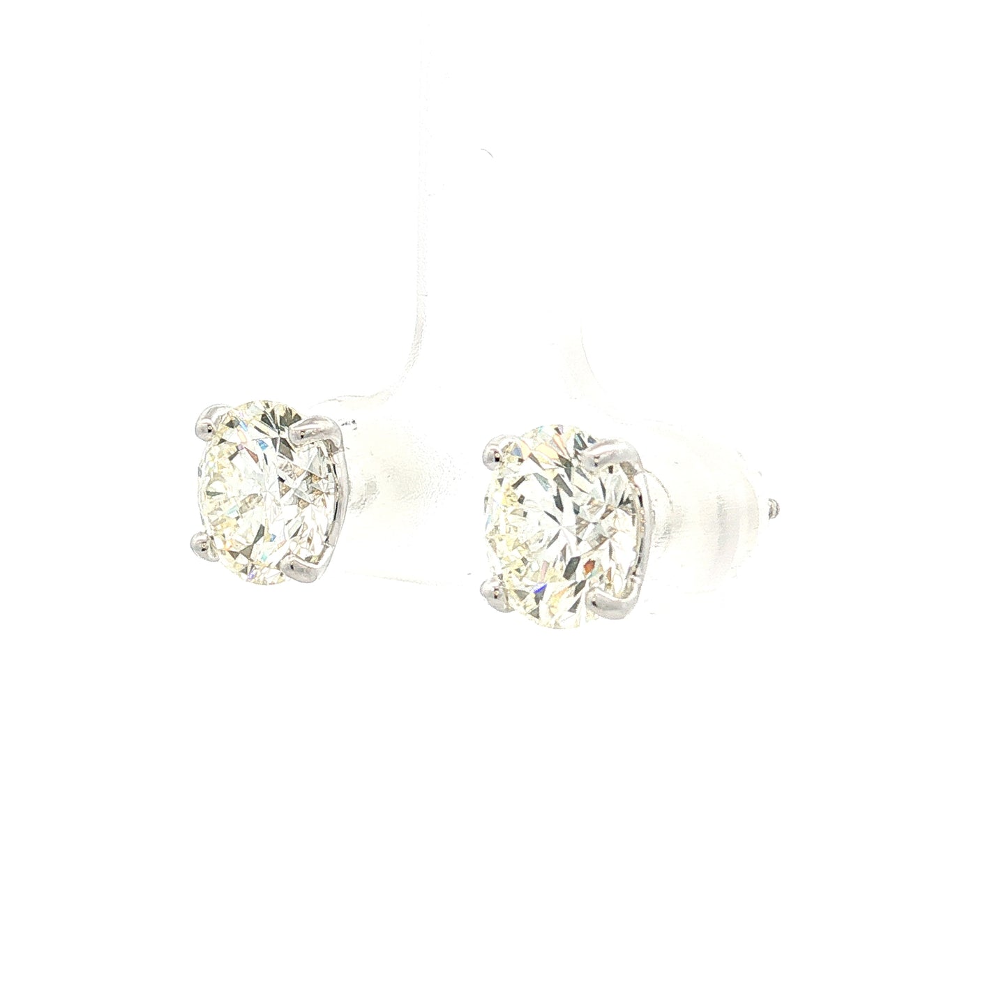 4.04ct Transitional Diamond Stud Earrings 18k White Gold