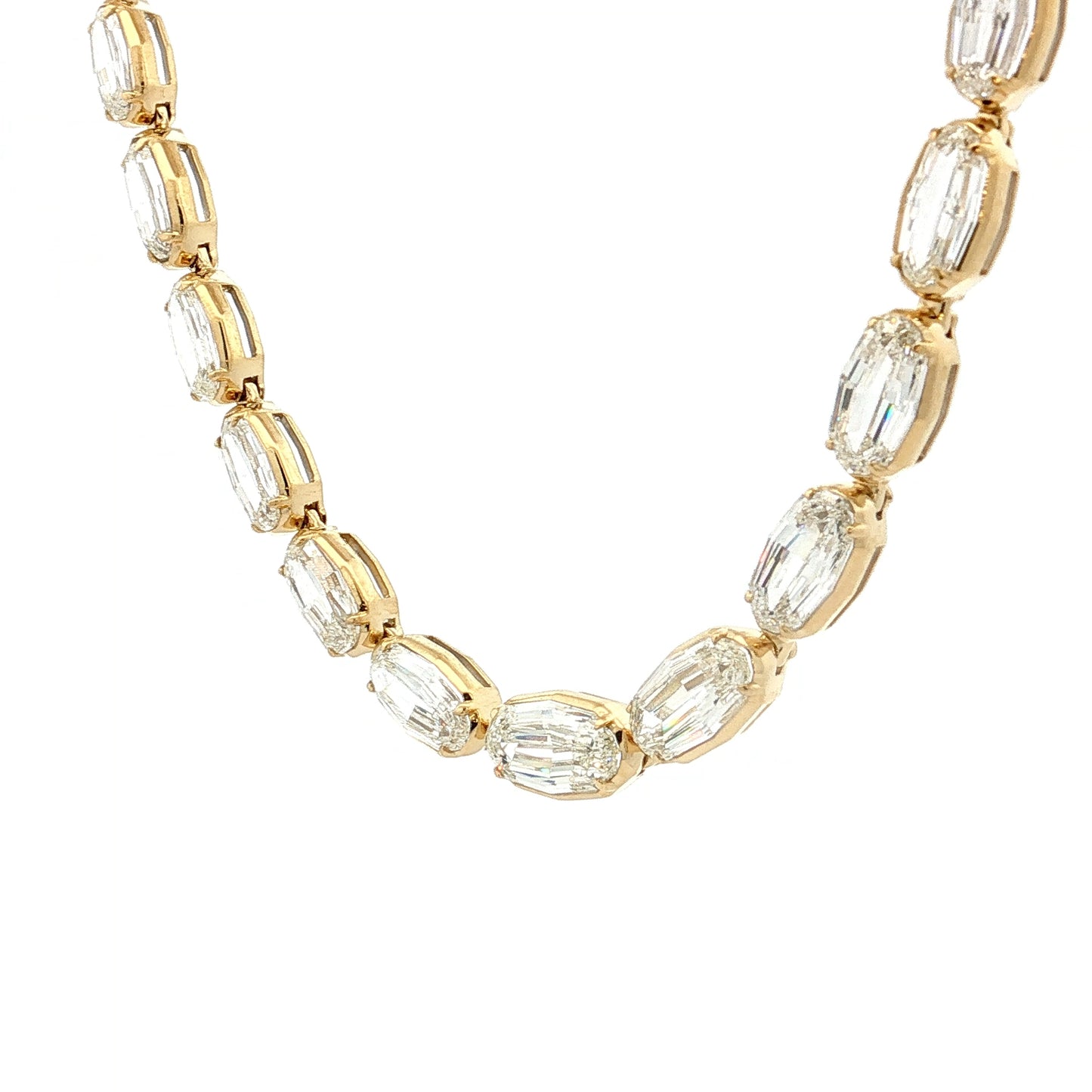 29.04 GIA Step Oval Diamond Tennis Necklace 18k