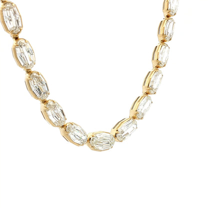 29.04 GIA Step Oval Diamond Tennis Necklace 18k